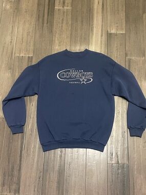 Dallas Cowboys Crewneck Sweatshirt Logo Athletic Navy Embroidered L 90s NFL